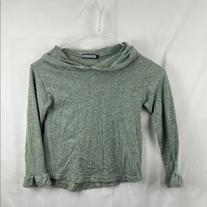 Neatie Kiddie - Girls Hooded Shirt - Size 6 - Ruffle - Green Sage